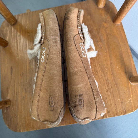 UGG Ansley Bow Chestnut Suede Slippers Womens 9 Moccasins 1019758 slip on shoe - Picture 8 of 10